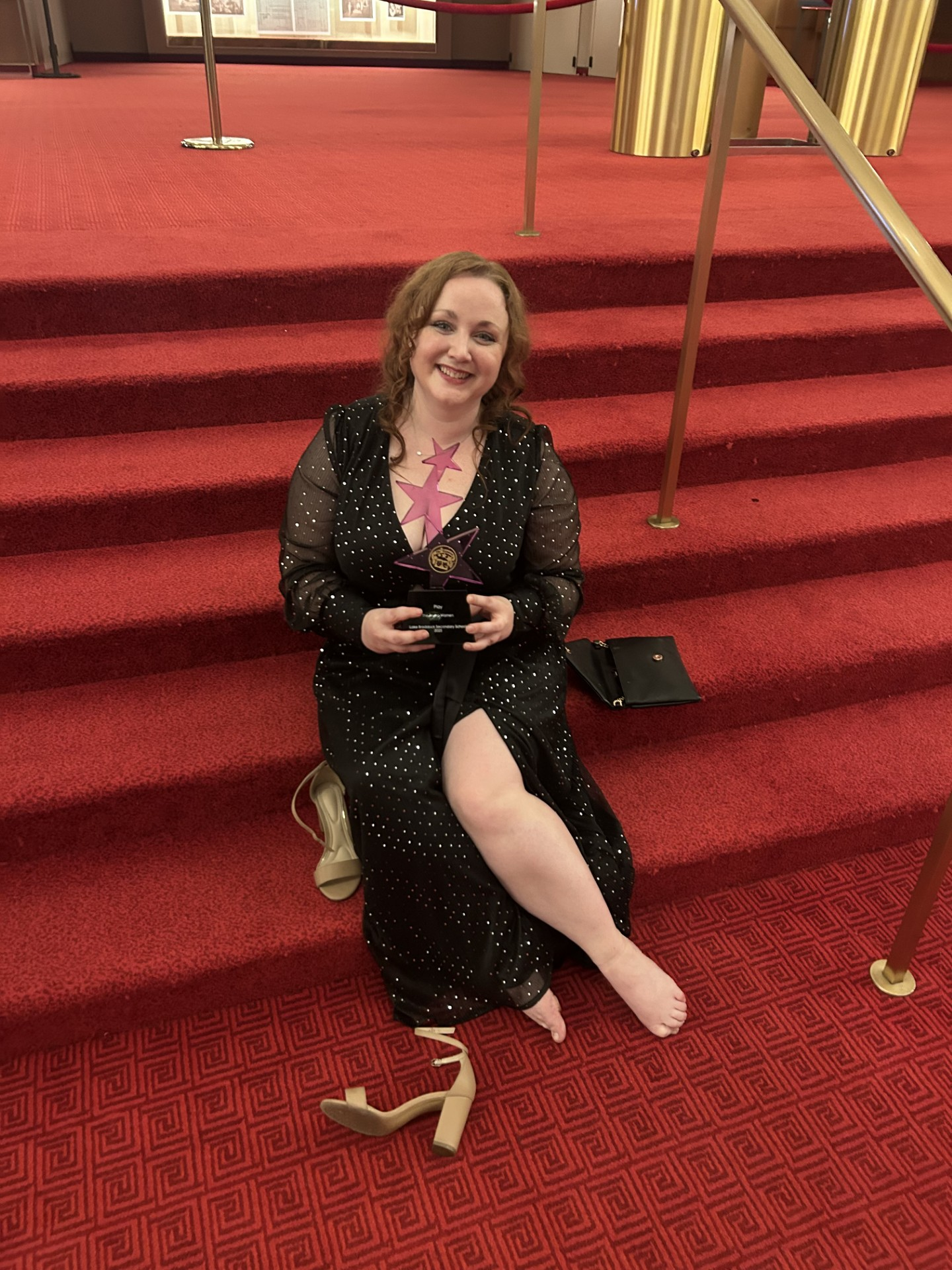 Jessie Holder Tourtellotte with the Cappies Best Play award, 2025